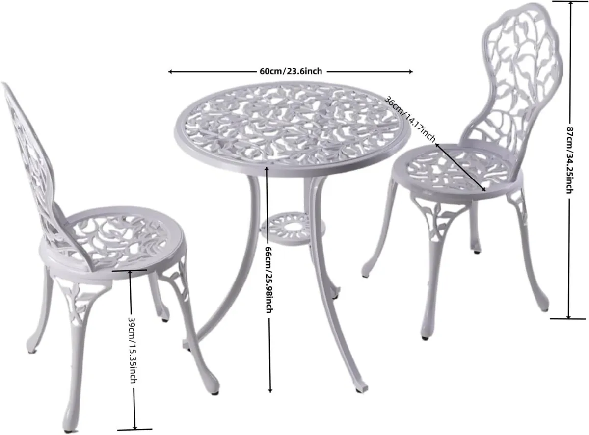 Garden Furniture Set 3-Piece Aluminium Casting - Image 2