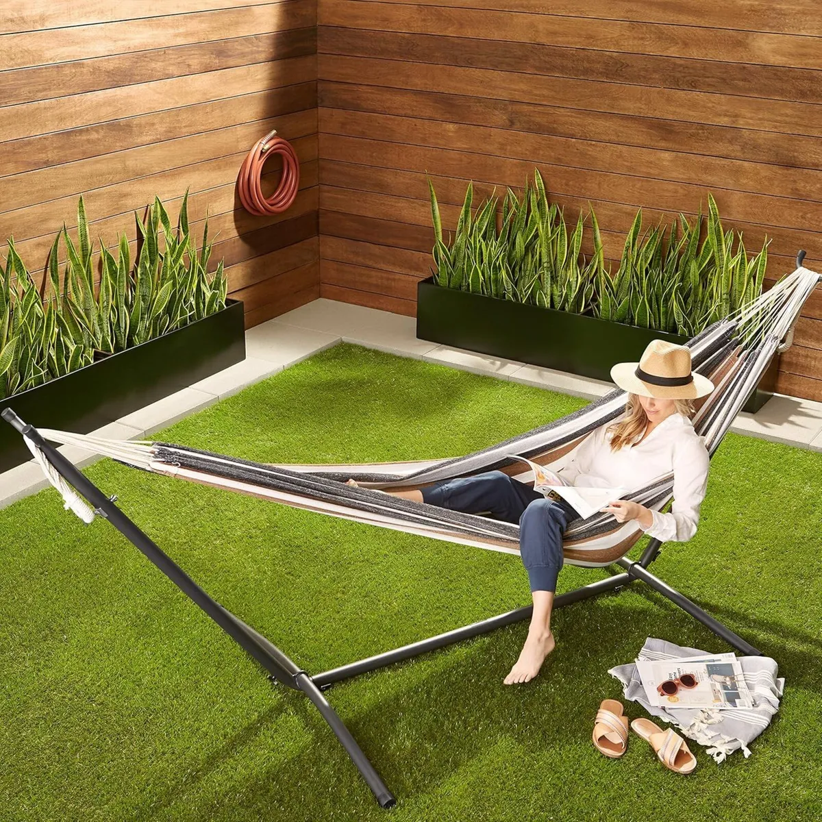 Fabric Hammock With Stand Multi Color 117 cm x - Image 2