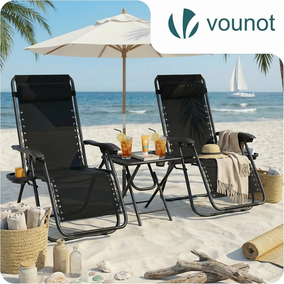 Zero Gravity Chair with Side Table Set of 2 - Image 2