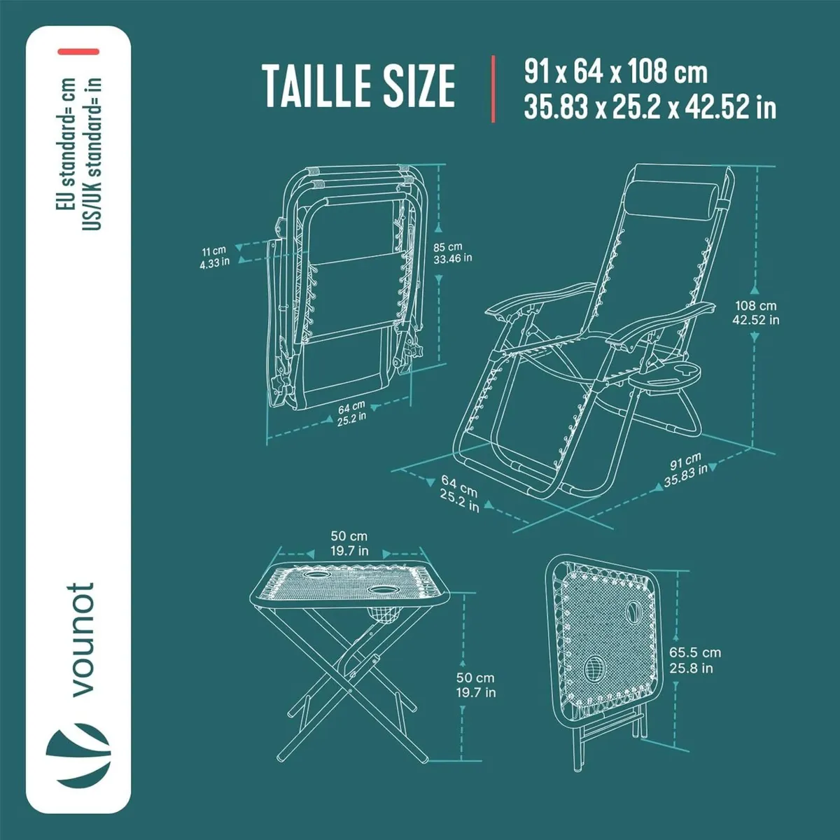 Zero Gravity Chair with Side Table Set of 2 - Image 3