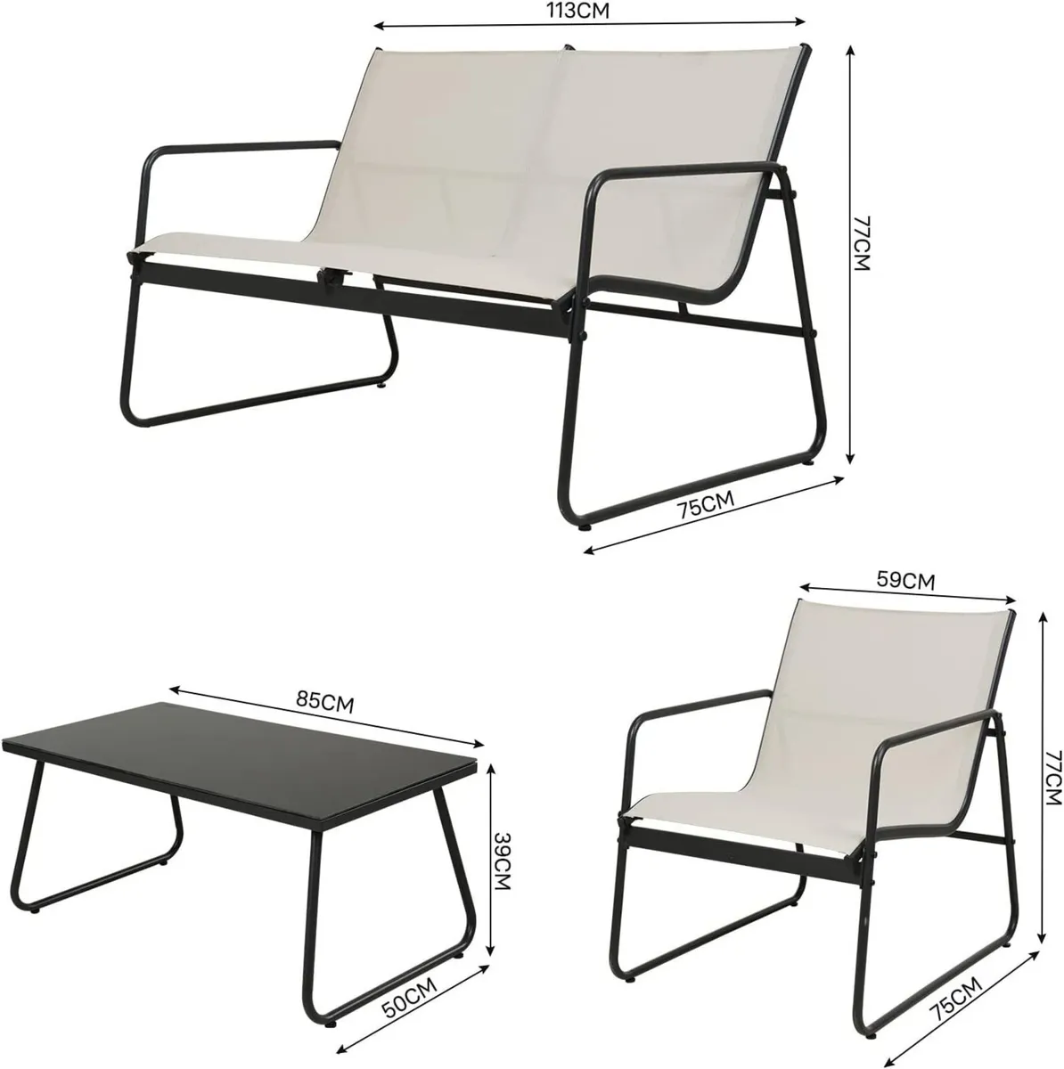 Conversation Sets 4 Pieces Garden Table and - Image 3