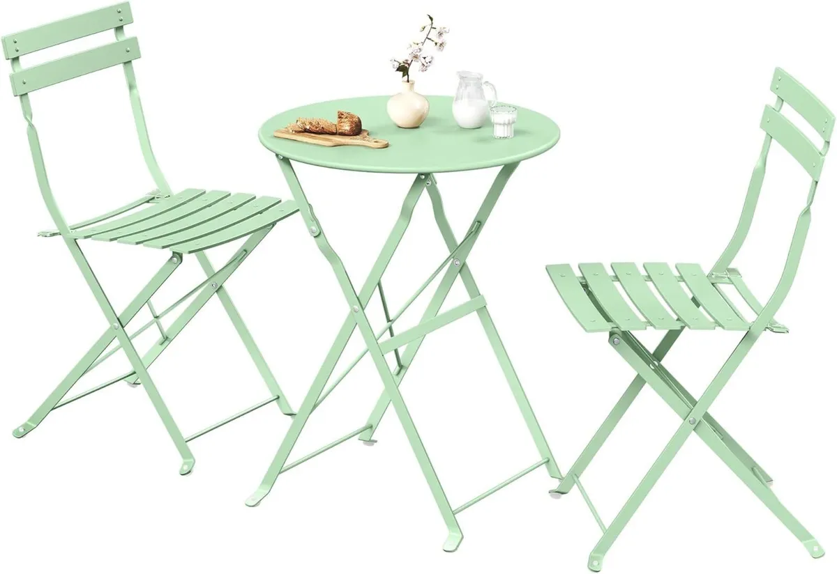 3-Piece Outdoor Bistro Set Folding Patio Furniture - Image 1
