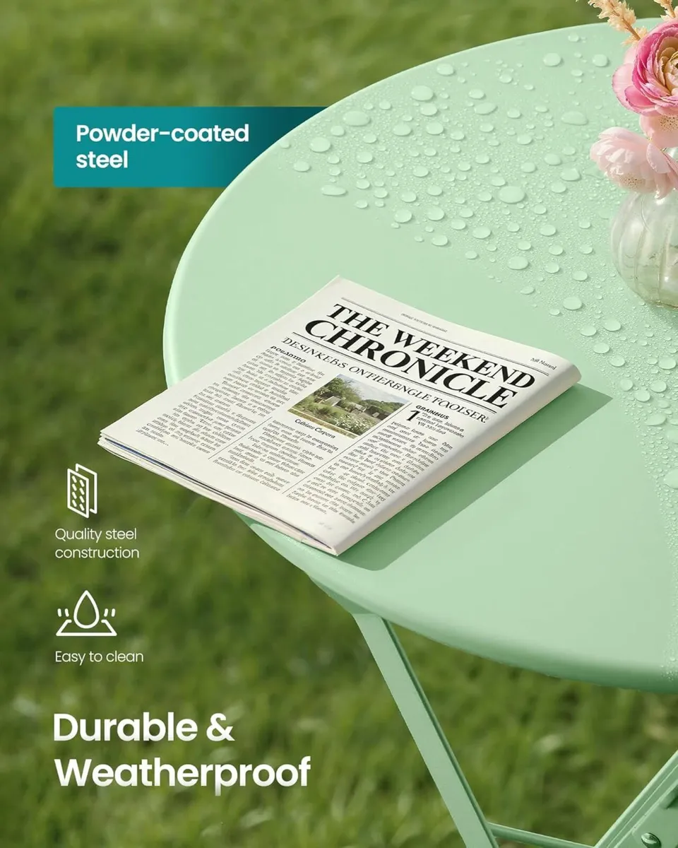 3-Piece Outdoor Bistro Set Folding Patio Furniture - Image 4