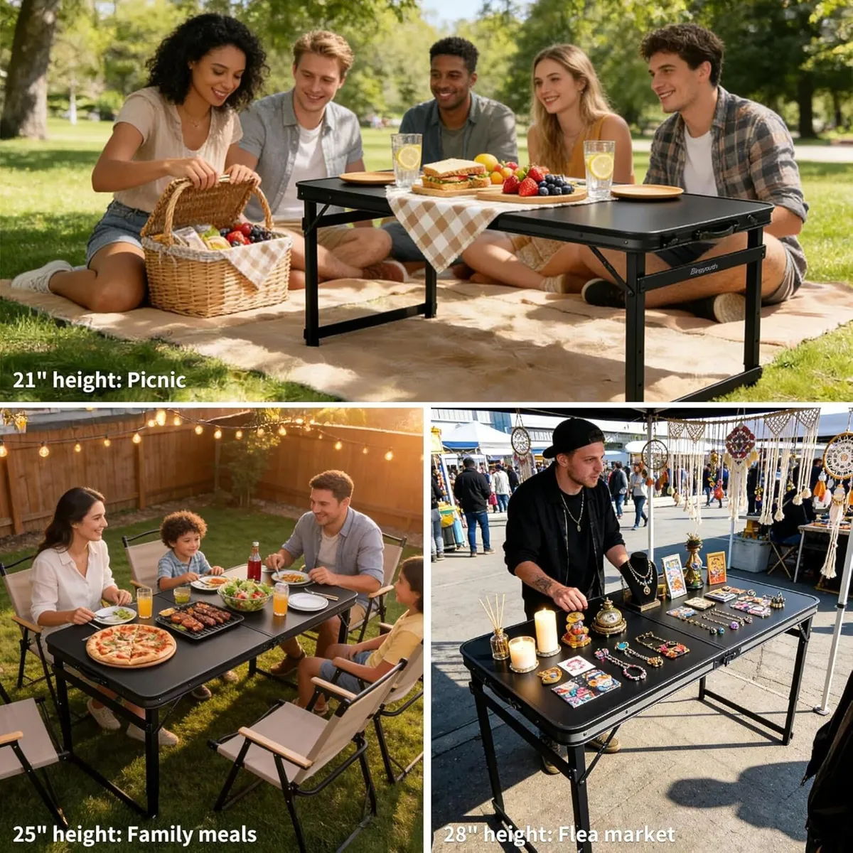 4ft Folding Table with Umbrella Hole 120x60cm - Image 4