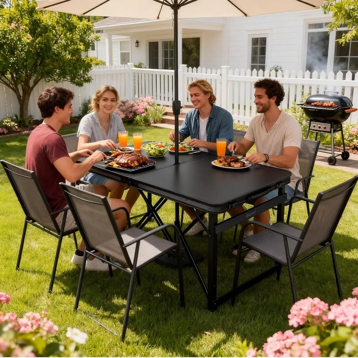 4ft Folding Table with Umbrella Hole 120x60cm - Image 2