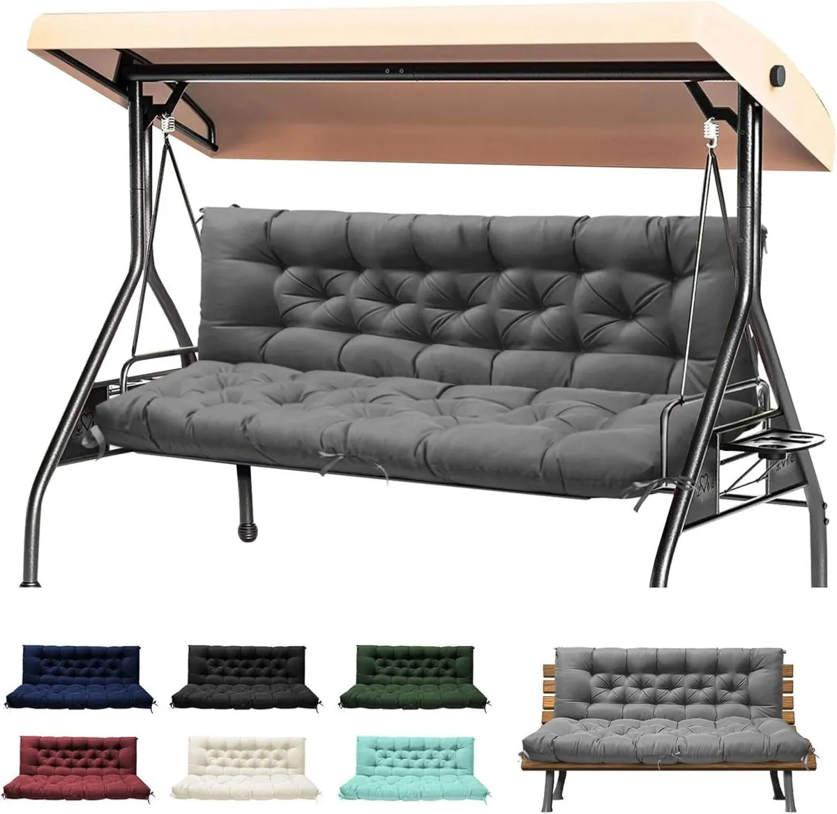 2-3 Seater Thick Garden Bench Cushion Waterproof - Image 1