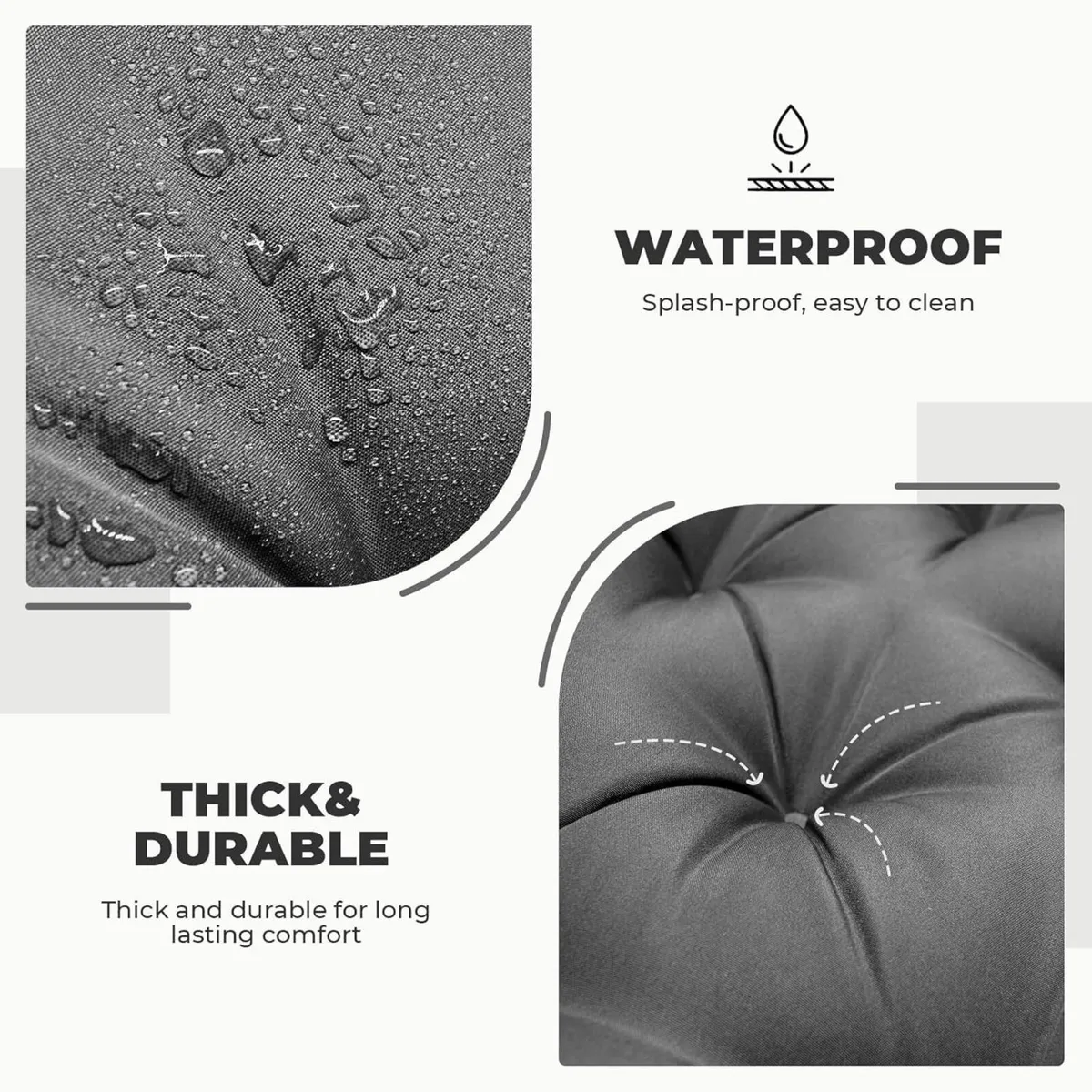 2-3 Seater Thick Garden Bench Cushion Waterproof - Image 4