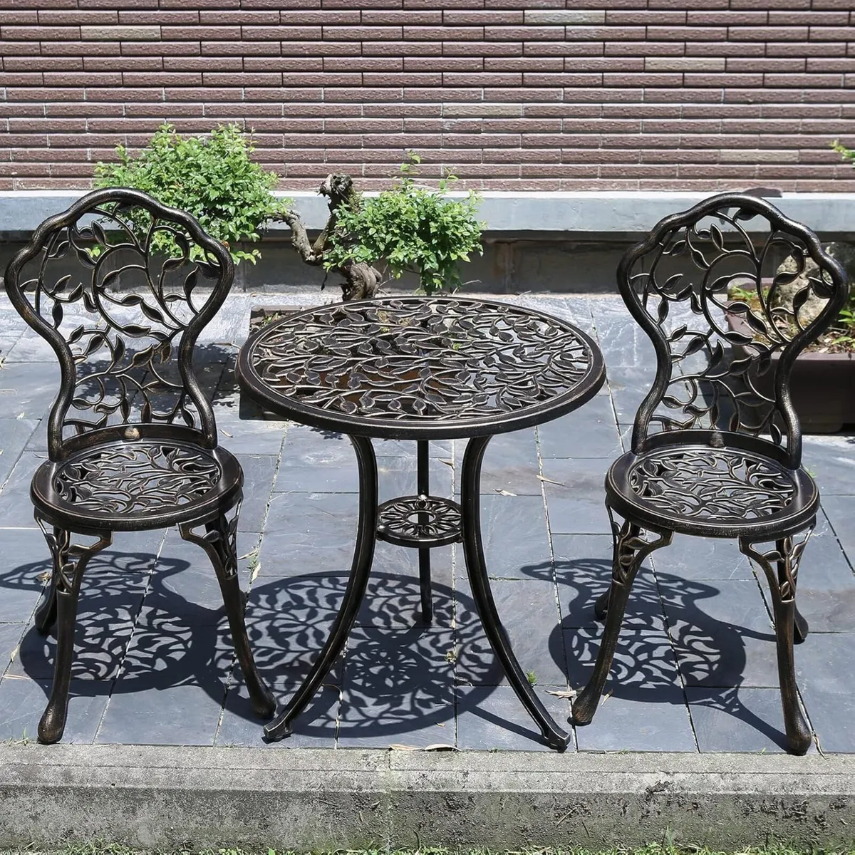 Antique Cast Aluminium Tavern Set 3-Piece Garden - Image 2
