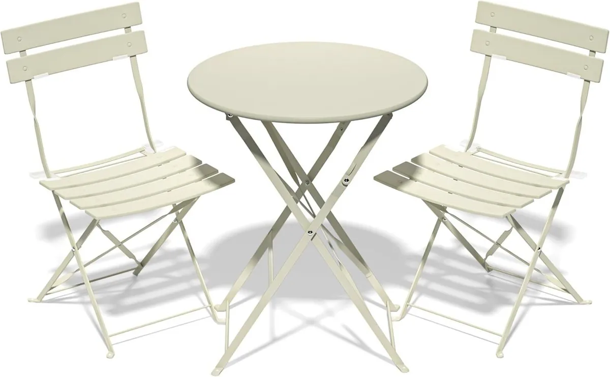 Folding Bistro Table and Chairs Set of 2 Balcony - Image 1
