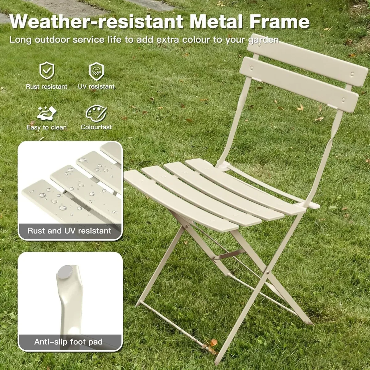 Folding Bistro Table and Chairs Set of 2 Balcony - Image 4