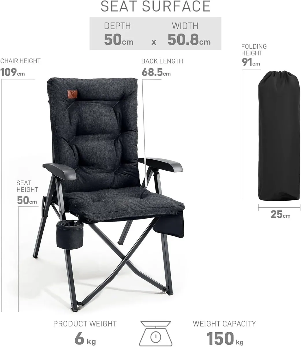 Luxury Camping Chairs 2 Set for Adults Heavy Duty - Image 3