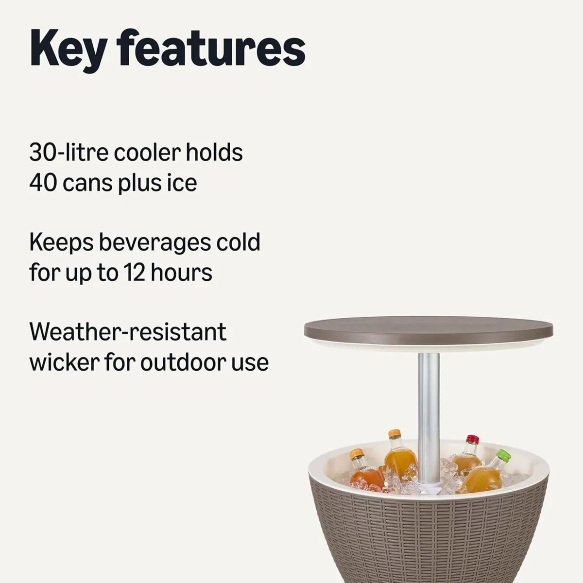 – Patio Bar Table with 30.8-Litre (8-Gallon) - Image 3