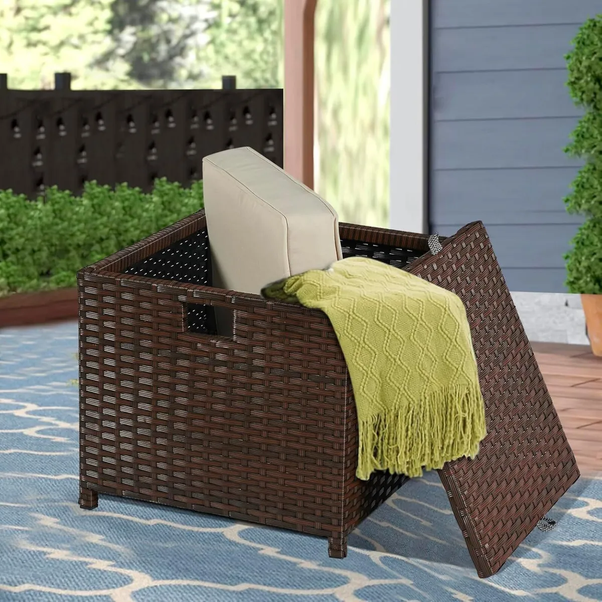 2 Pieces Outdoor Patio Ottomans PE Rattan Foot - Image 4