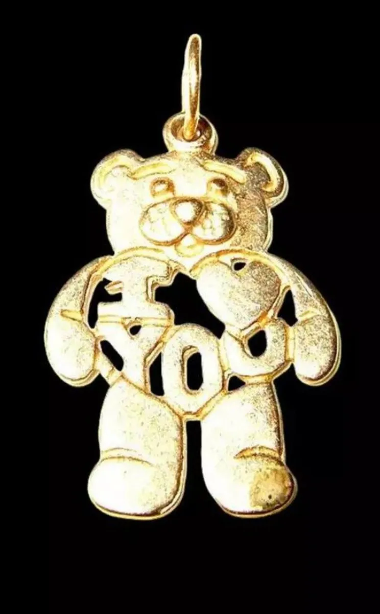 Vintage 9ct 'Teddy' I Love You' Pendant - Image 1