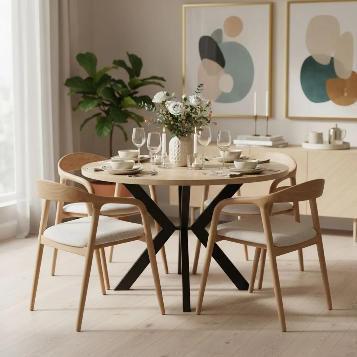 Mokki Ash Dining Chair – Beige Japandi Comfort - Image 1