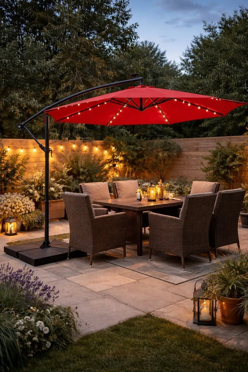 Parasol with LED solar lighting - Image 1