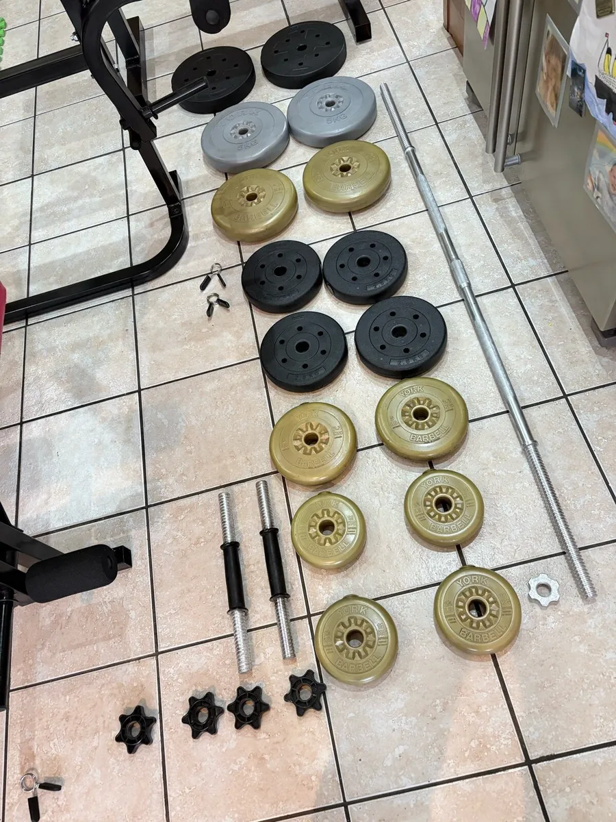 WEIGHT BENCHES X 2, LEG DEVELOPER, WEIGHTS, BARS+ - Image 2