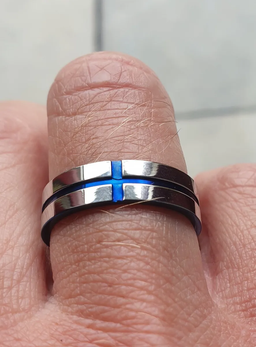 Band Ring with Cobalt Blue Inlay - Image 2
