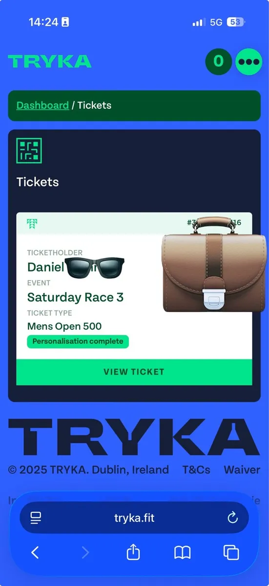 Tryka men’s 500 ticket 11th April - Image 3