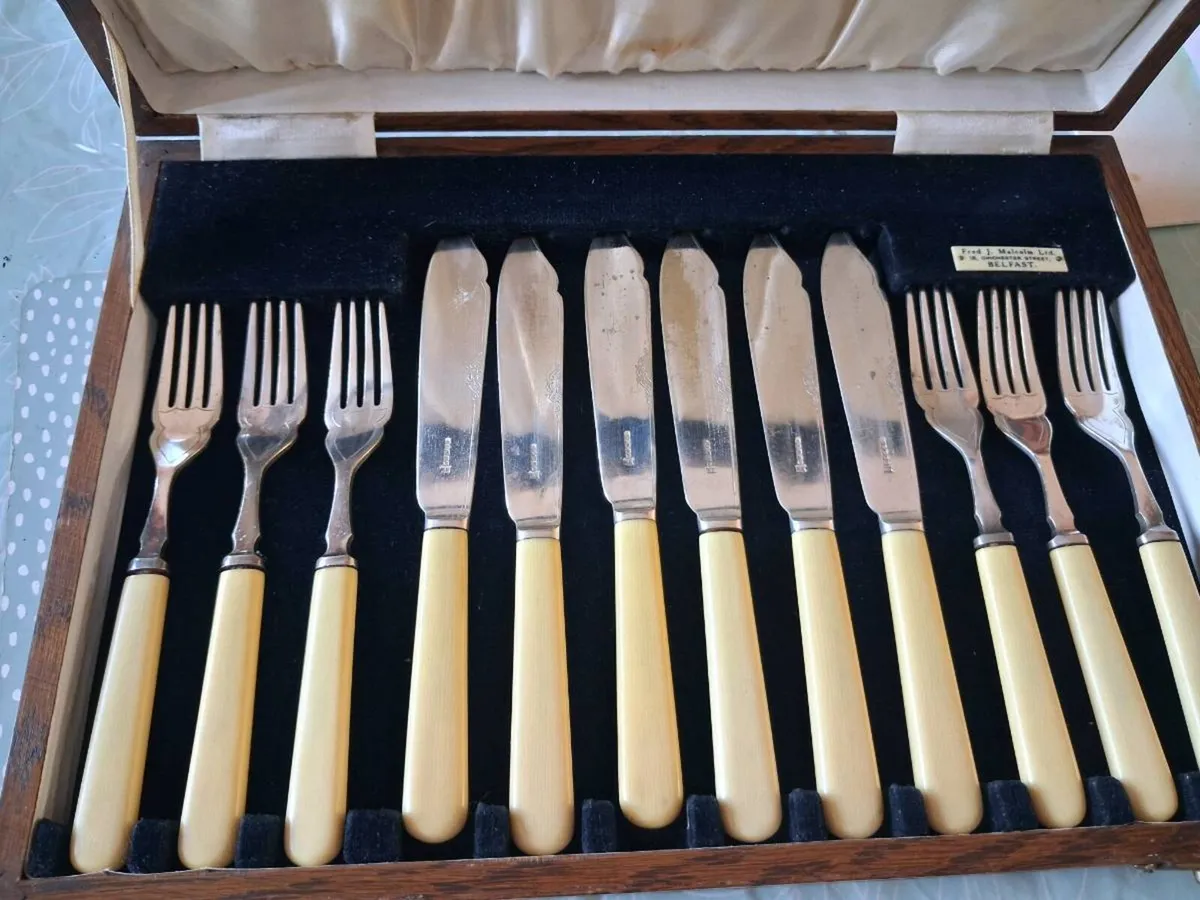 Sterling silver cutlery set - Image 1