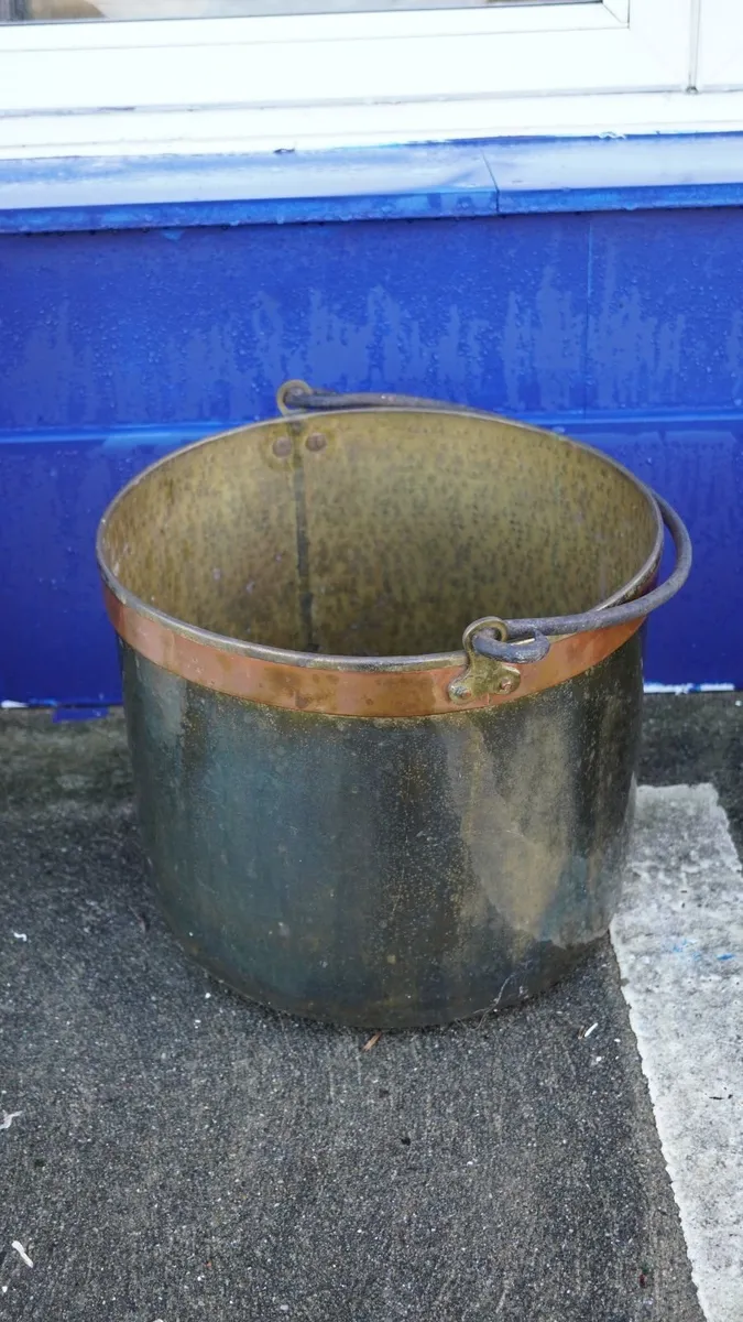 Vintage Brass Hearth Log Bucket - Image 1