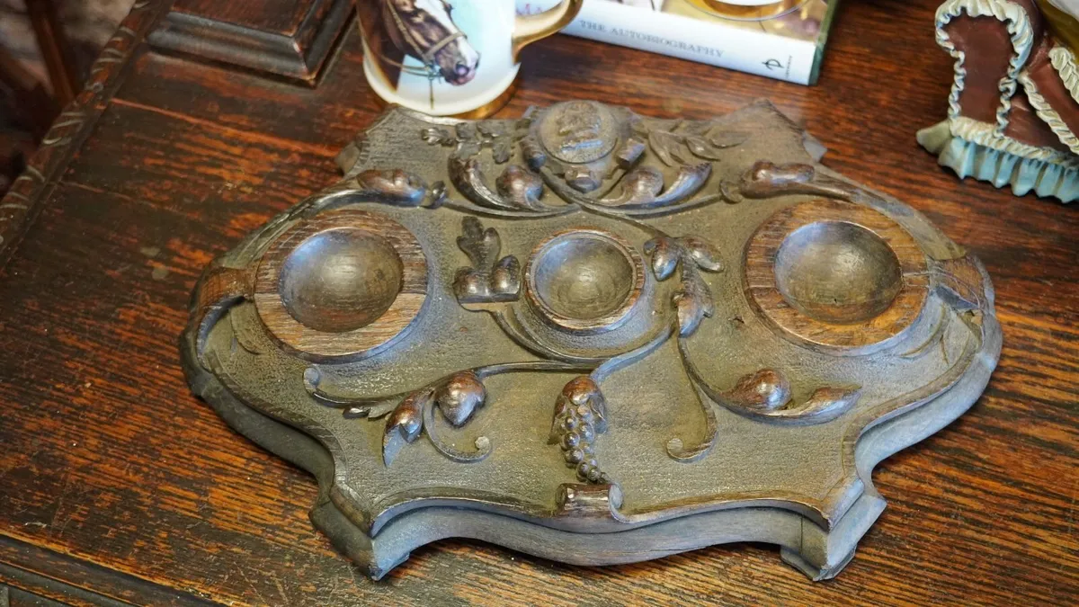 Victorian Antique Oak Sewing Pin Holder - Image 1