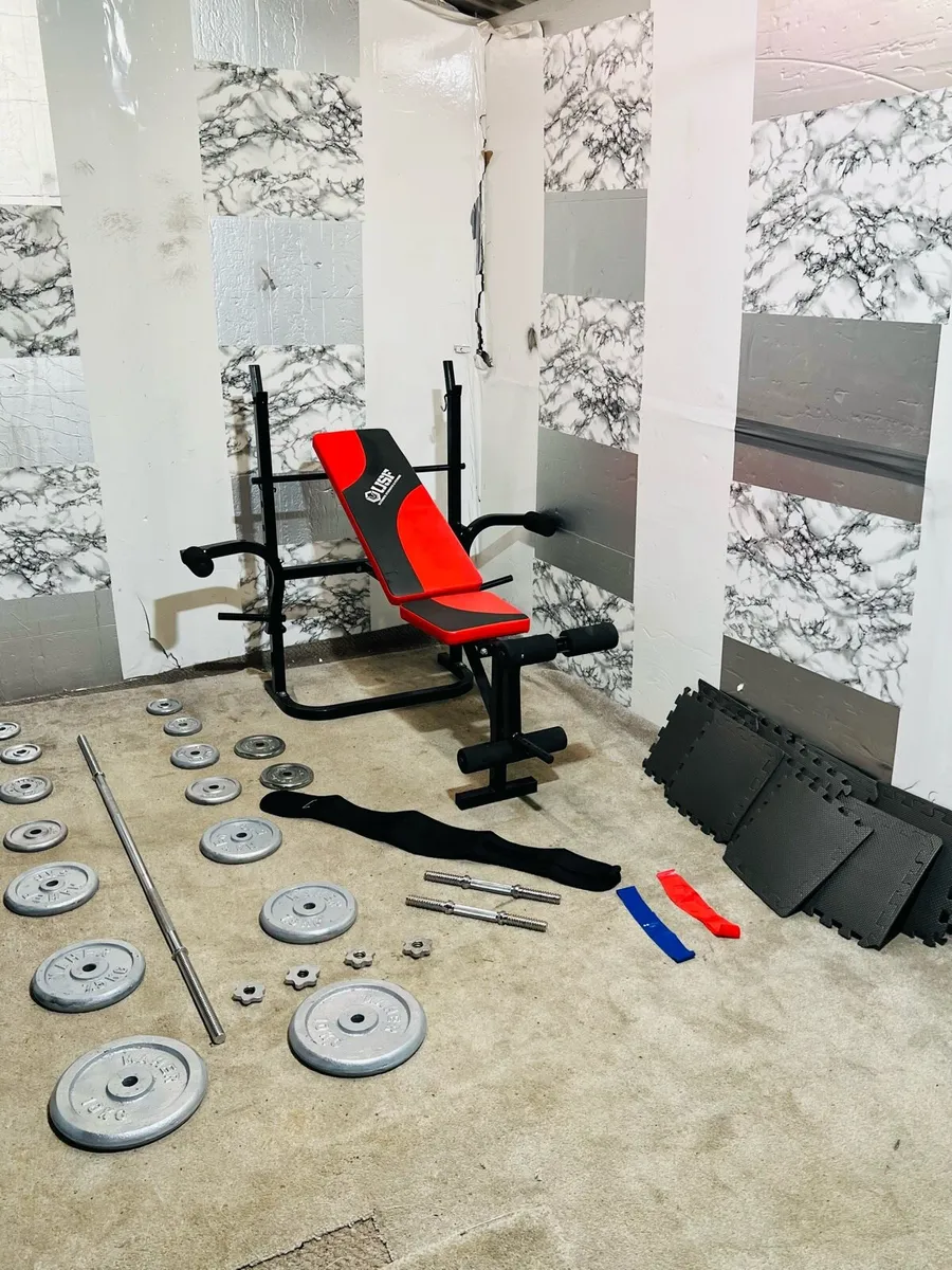 IRON WEIGHTS MATS WEIGHT BENCH GYM BELT BARS - Image 2