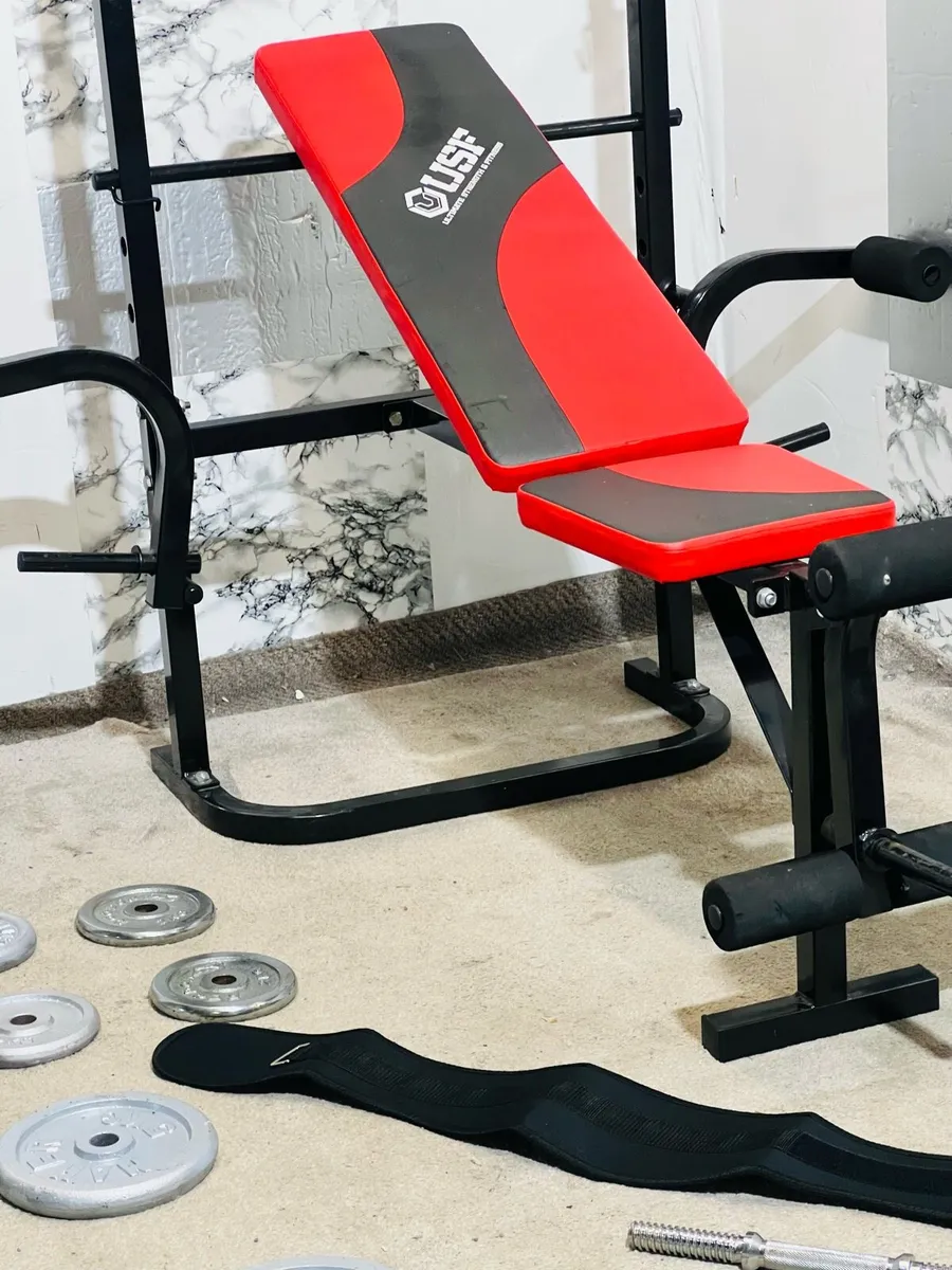 IRON WEIGHTS MATS WEIGHT BENCH GYM BELT BARS - Image 3