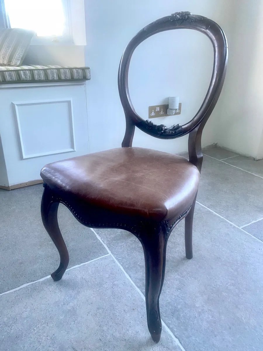 Antique Burr Walnut Table and  4 chairs - Image 4