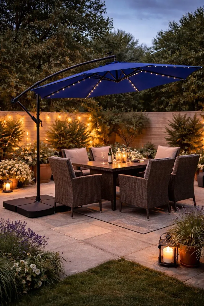 Parasol Cantilever with Solar LED Lights - Image 1