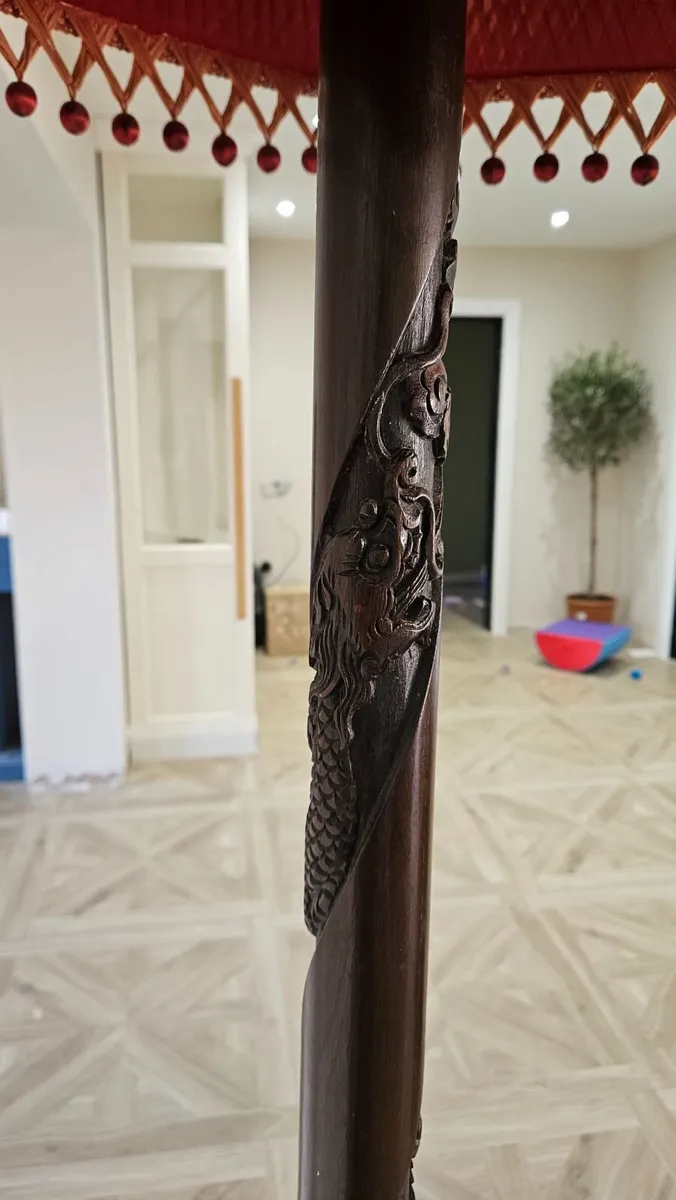 Carved Oriental Style Floor Lamp - Image 4