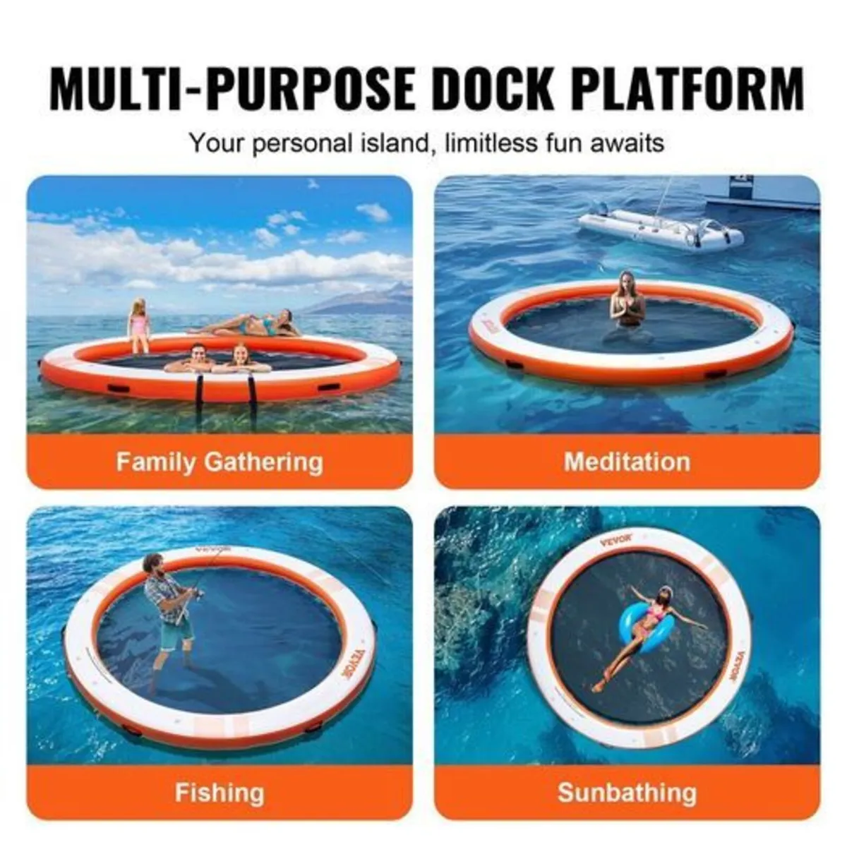 Inflatable Floating Dock with Trampoline Pool 10ft - Image 2