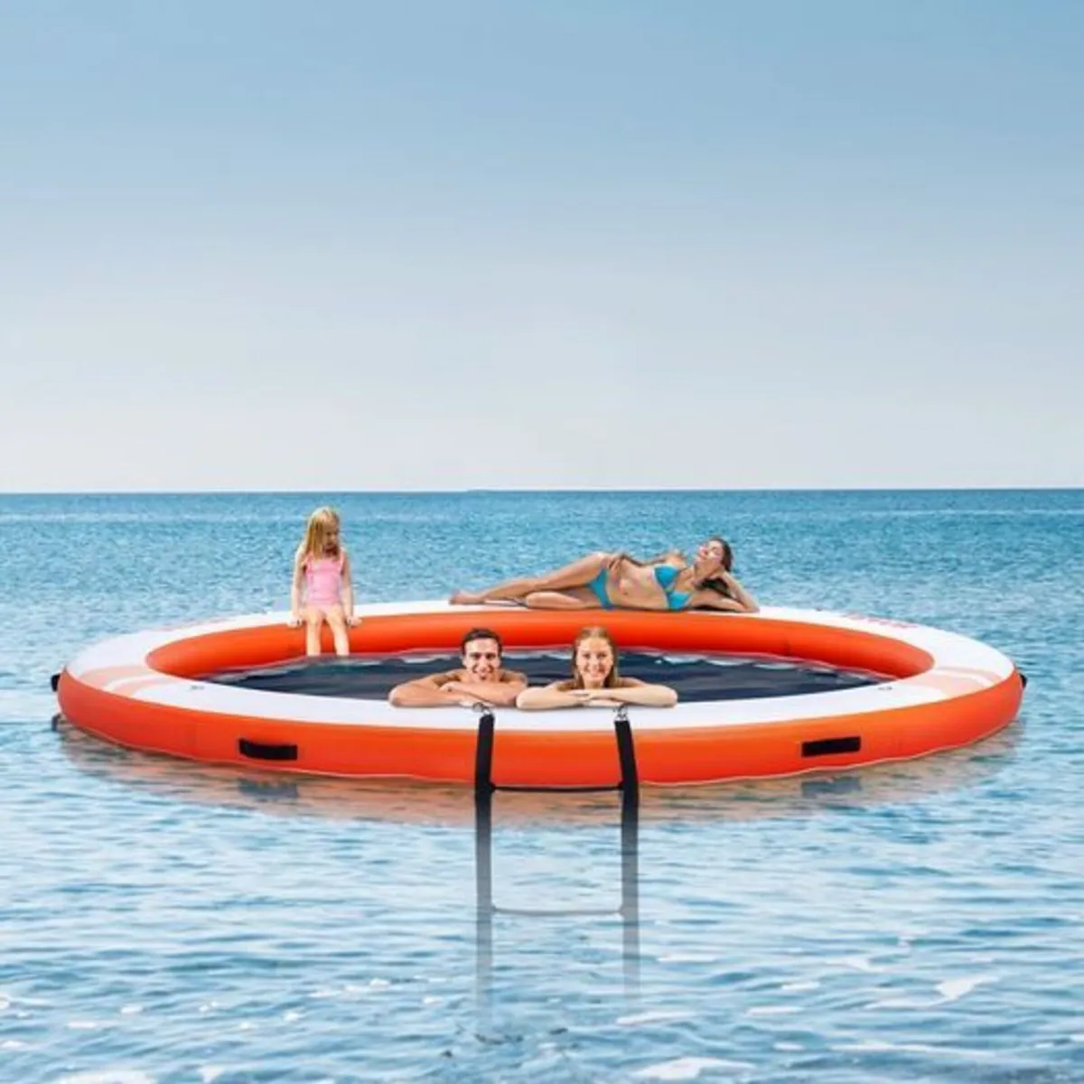 Inflatable Floating Dock with Trampoline Pool 10ft - Image 1