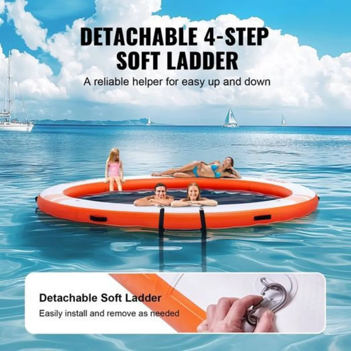 Inflatable Floating Dock with Trampoline Pool 10ft - Image 4