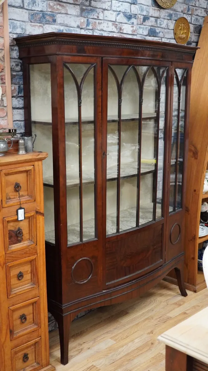 Edwardian Gothic-Arch Glazed Display Cabinet - Image 1