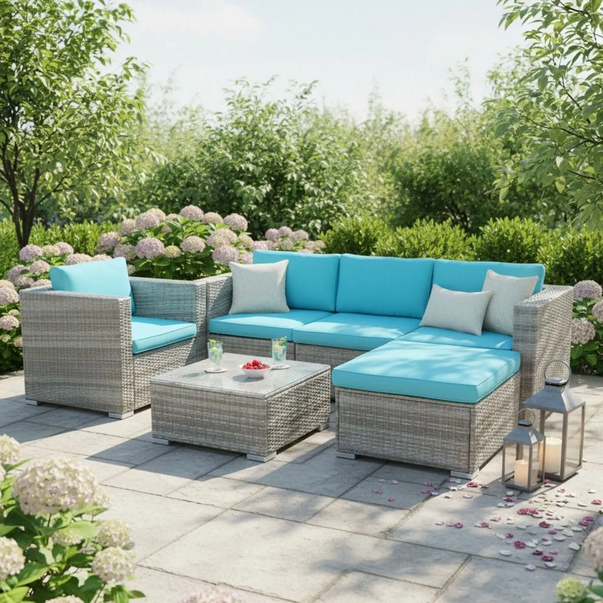 Bora Bora Rattan Garden Sofa Set with Table & Foot - Image 2