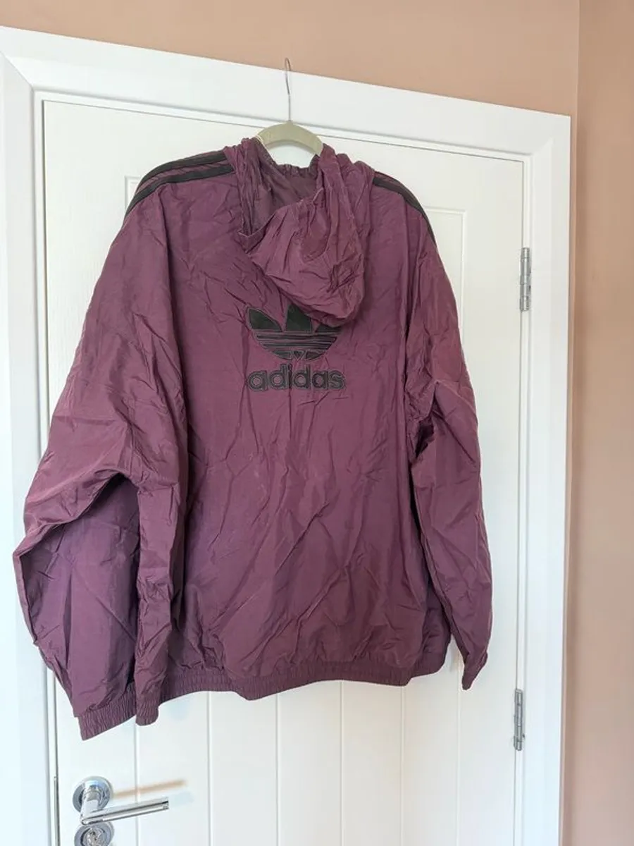 Adidas Originals 3/4 Zip Shell Top - Burgundy/Black - Image 2