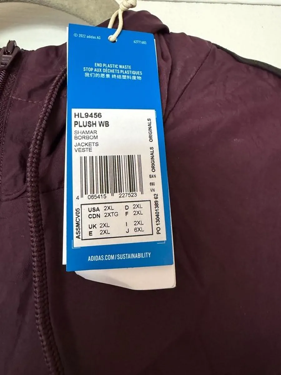 Adidas Originals 3/4 Zip Shell Top - Burgundy/Black - Image 4