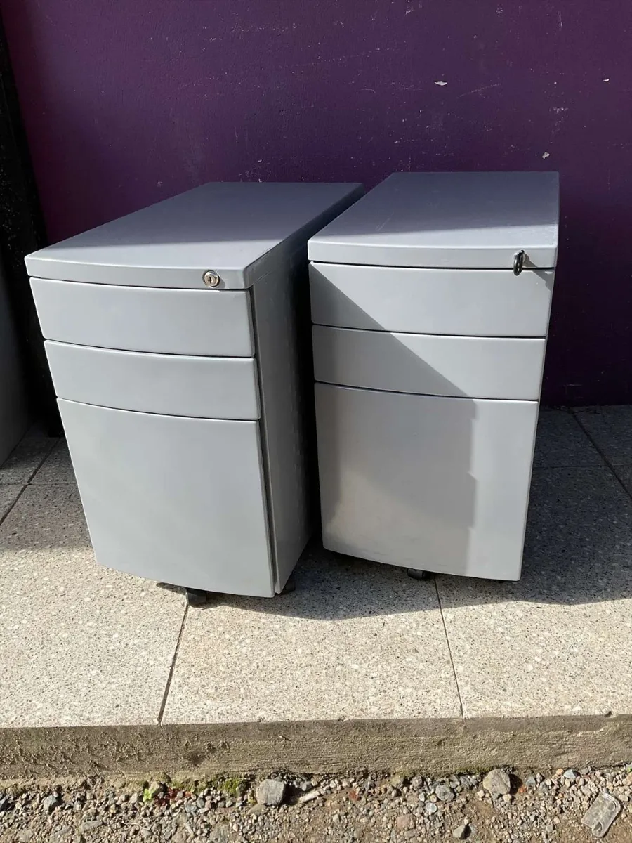 Grey slimline metal under desk pedestal - Image 4