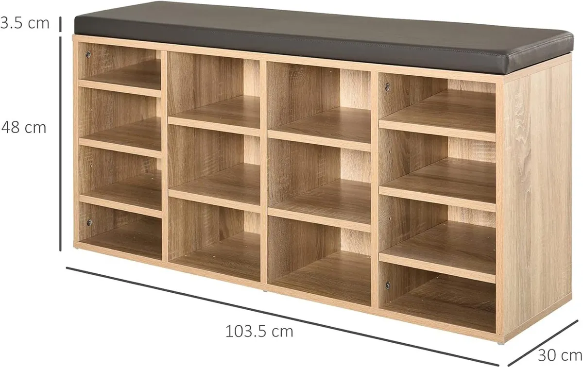 Storage Shoe Rack w/14 Compartments and Cushion - Image 3