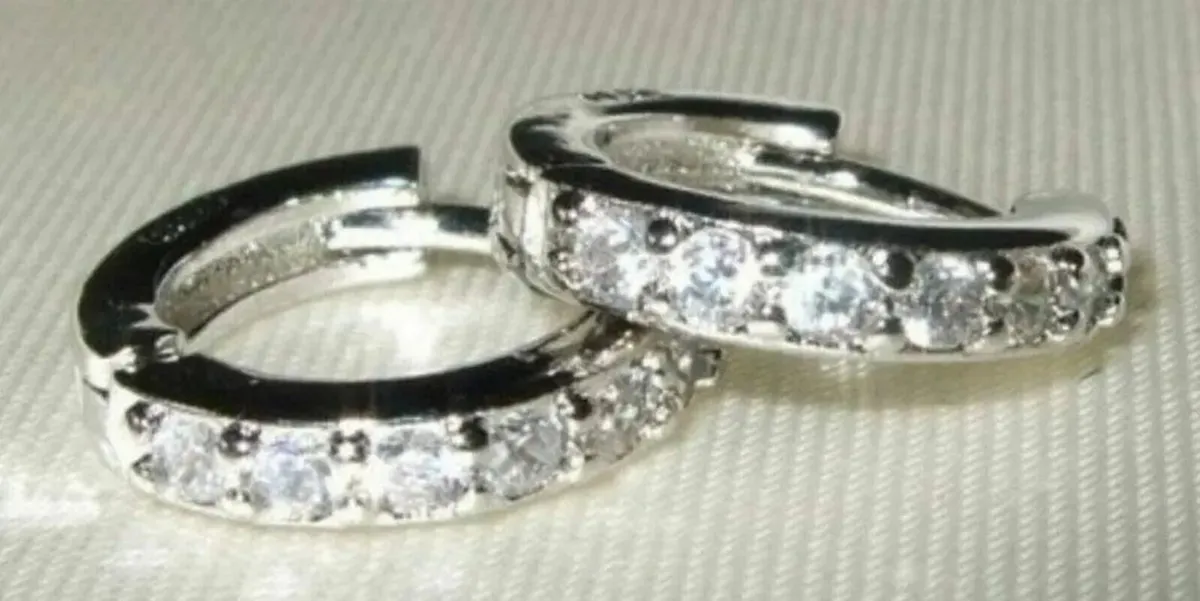 Hallmarked Silver 'Huggie' Earrings - Image 1