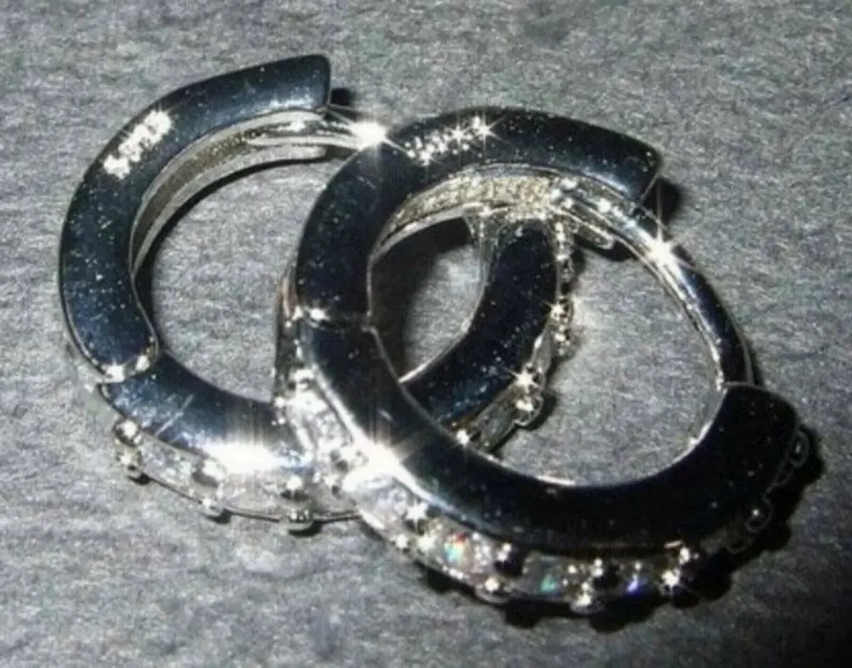 Hallmarked Silver 'Huggie' Earrings - Image 2