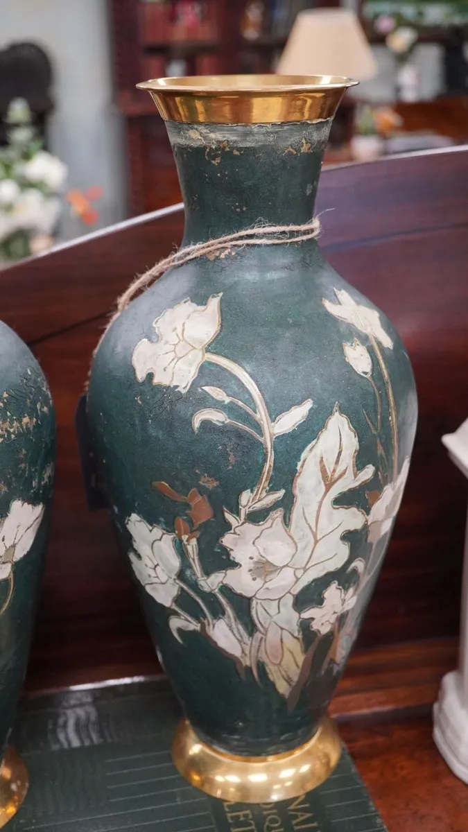 Pair of Decorative Brass Vases - Image 3