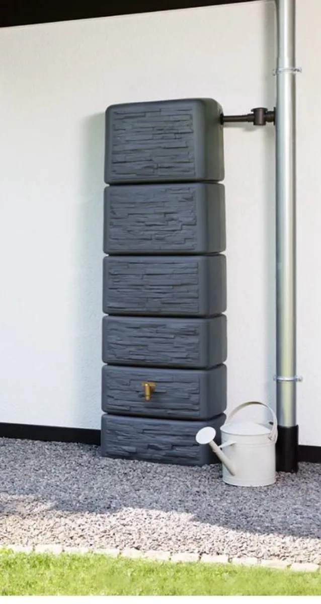 Dark Grey Slim Stone Wall Water Butt 350 litres - Image 1