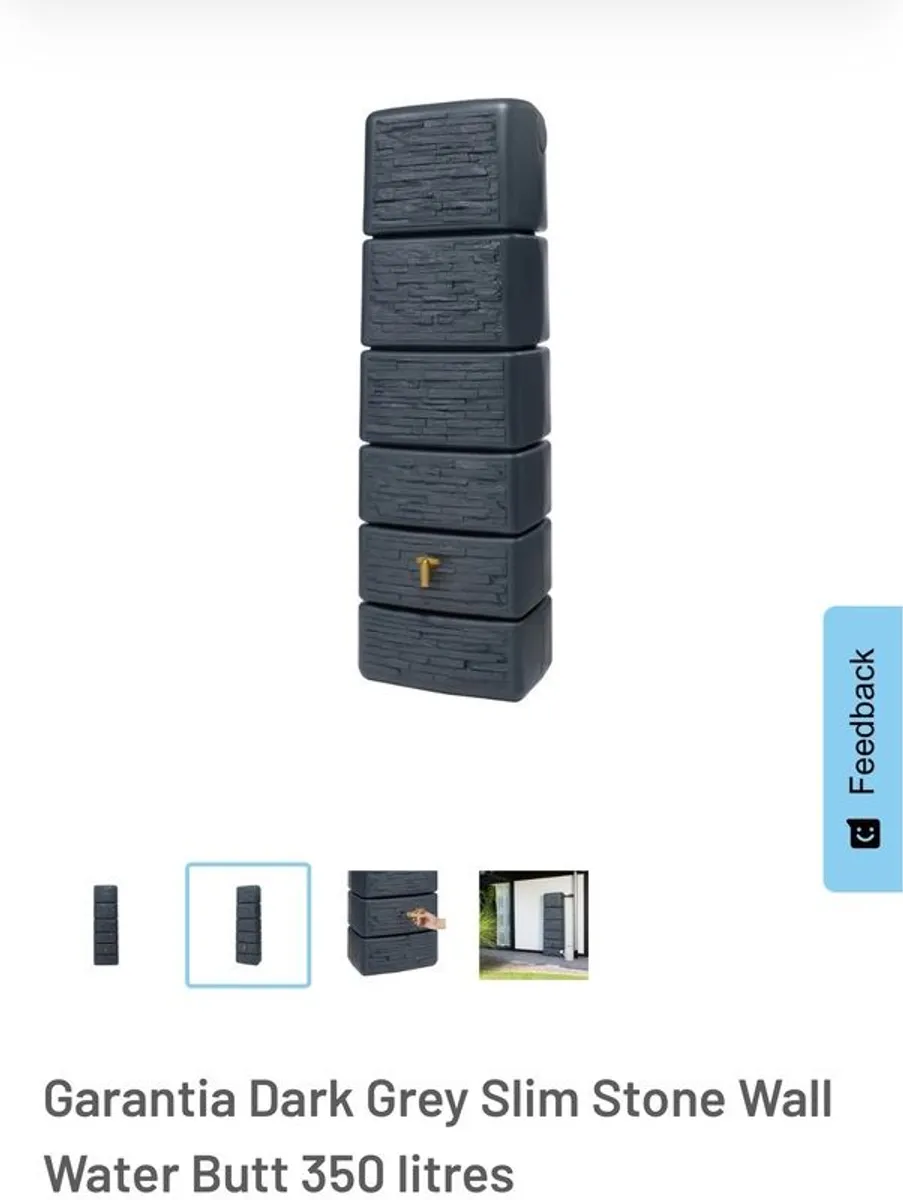 Dark Grey Slim Stone Wall Water Butt 350 litres - Image 4