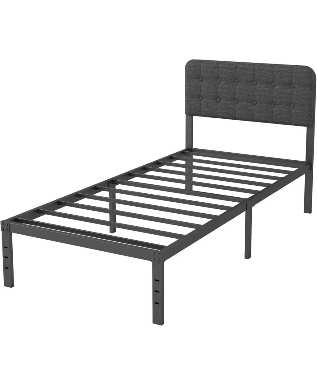Single Bed Frame 3ft with Upholstered Headboard, 3 - Image 2