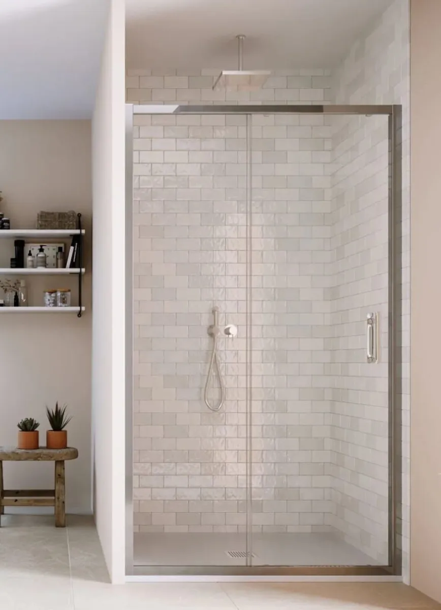 Flair Silver Chrome Slider Shower Door  - New - Image 1