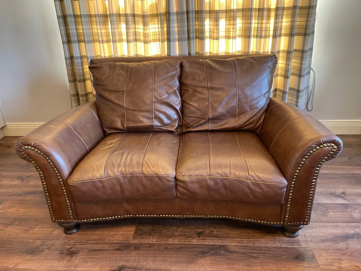 Italian Brown Leather Sofa - Image 3