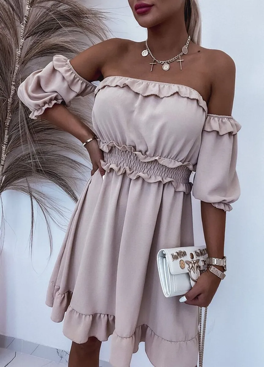 short spanish dress for women khaki/brown,pink - Image 2