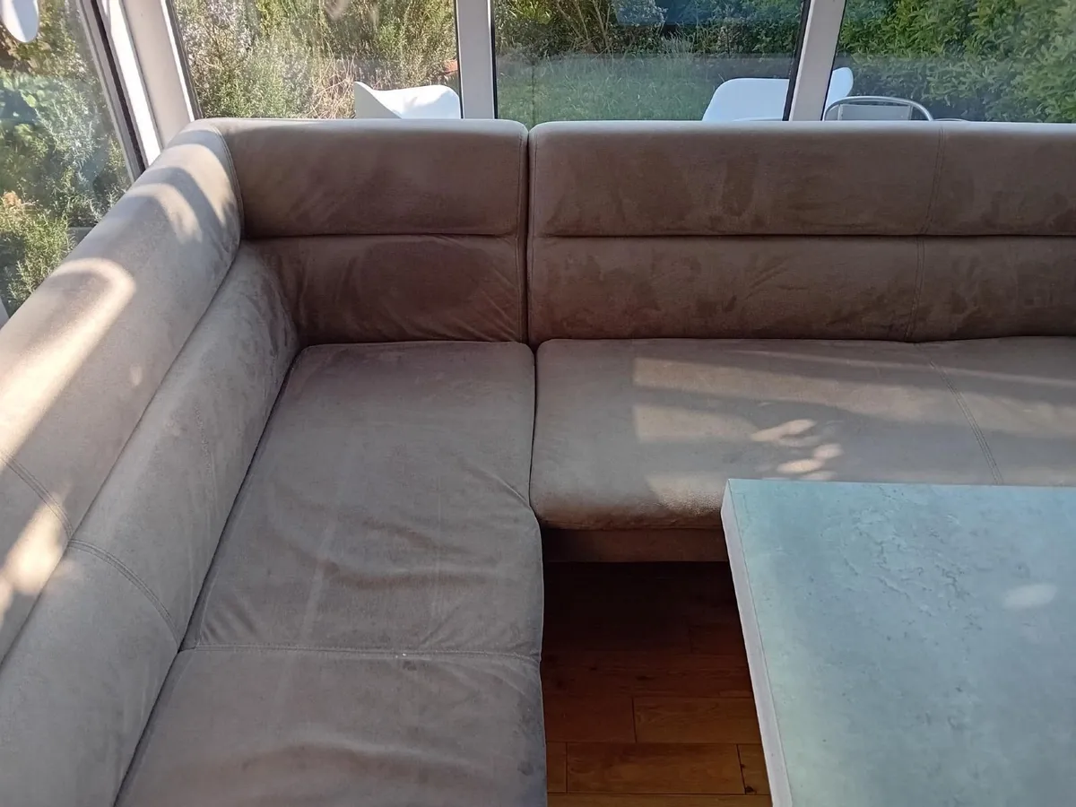 Dining table and chairs and bench - Image 3